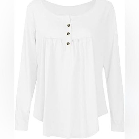 White Long Sleeve Top With Button Detail 3XL - Picture 1 of 9